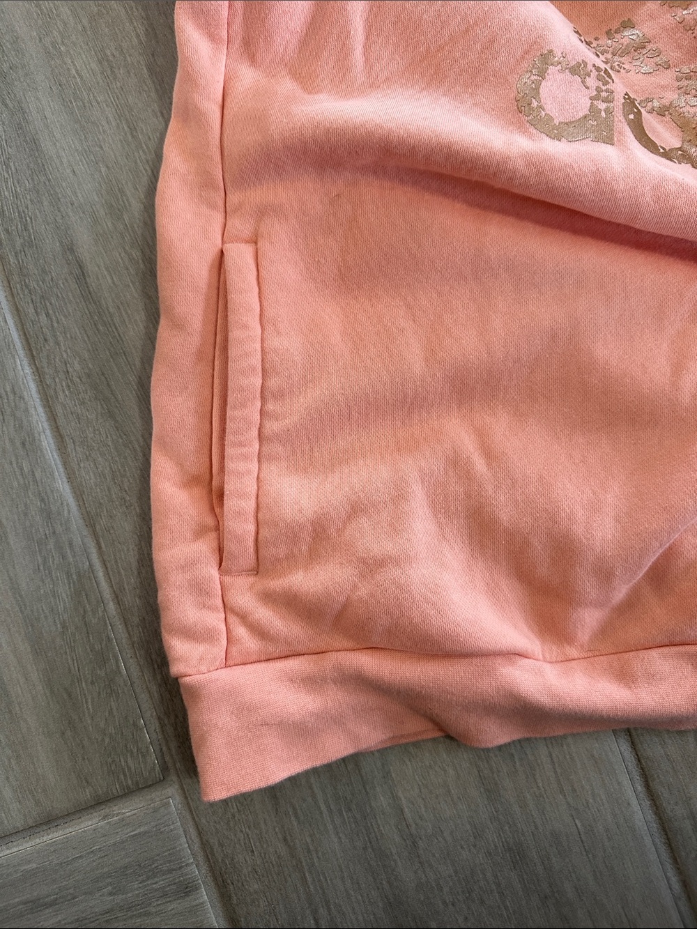 adidas Kids Peach Pink Hoodie with Metallic Logo - Picture 3 of 3